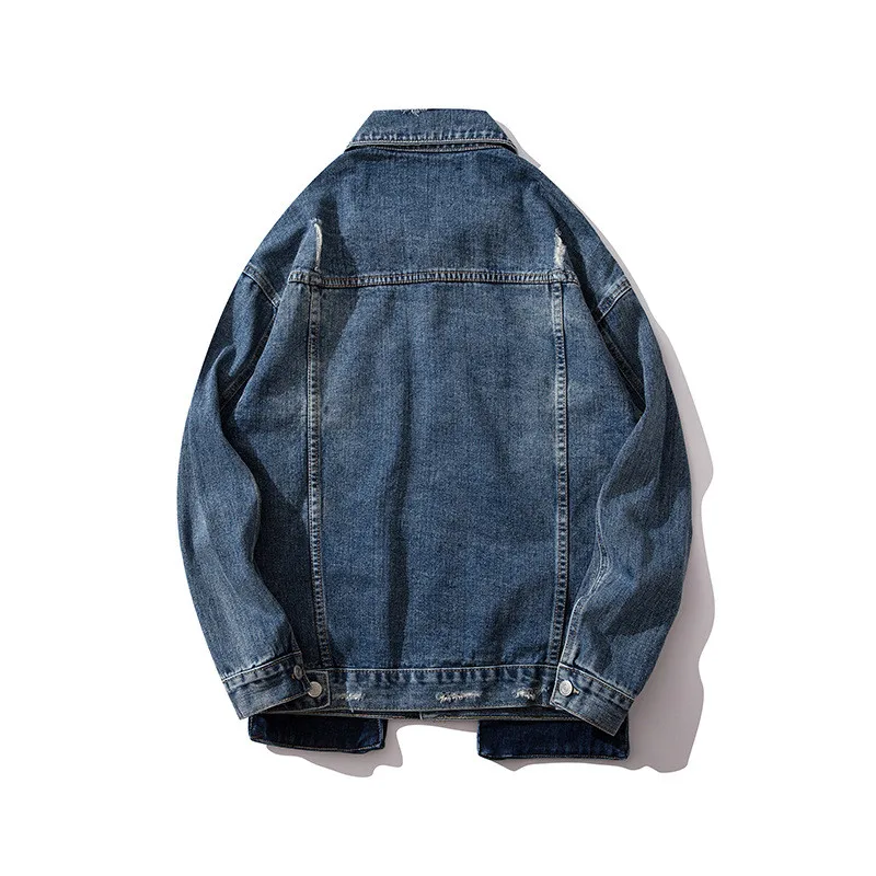 MORUANCLE Для мужчин марка NEW FASHION Hi Street рваные джинсы в стиле «хип-хоп» рок джинсовые куртки с несколькими карманами рваная уличная одежда джинсовая куртка Верхняя одежда для детей