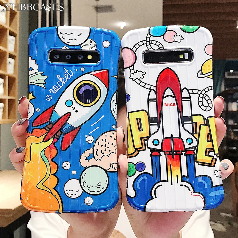 YHBBCASES красочный мультфильм ракета мягкий чехол для samsung Galaxy S10 S8 S9 Plus 3D Stria багаж IMD чехол для samsung Note 10 8 9