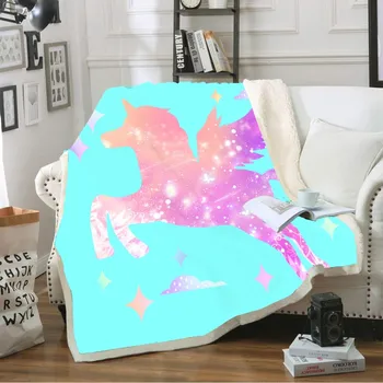

Custom Cartoon Unicorn Rainbow Blanket for Girls Boys Winter Warm Sherpa Fleece Throw Blanket Couch Cover Bedspread Nap Blanket