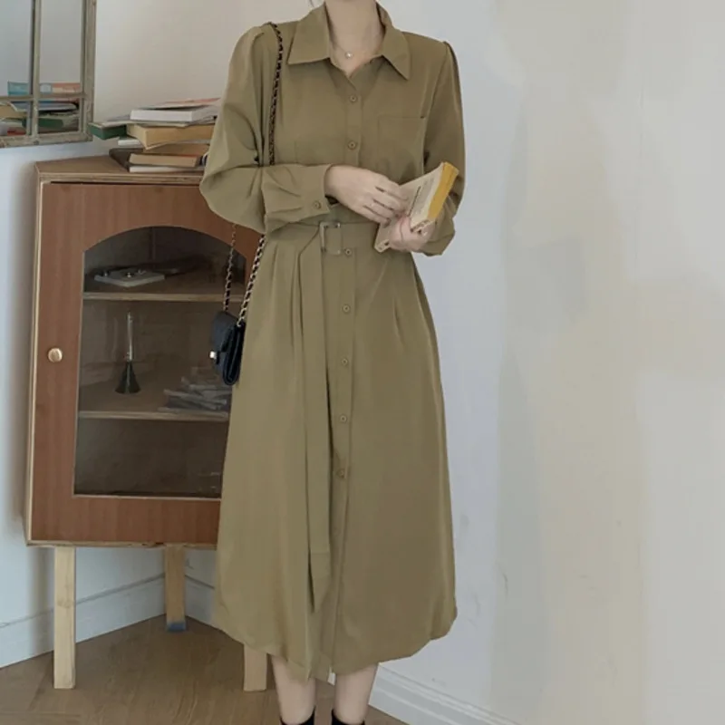 Early Autumn 2021 New Women's Dress Temperament Small Man Waist Closing French Fashion Medium and Long Black Skirt | Женская одежда