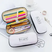 

Smooth Metal Zipper Pencil Pouch with Mesh Pocket Faux Leather Teen School Pencil Storage Bag Stationery Supplies