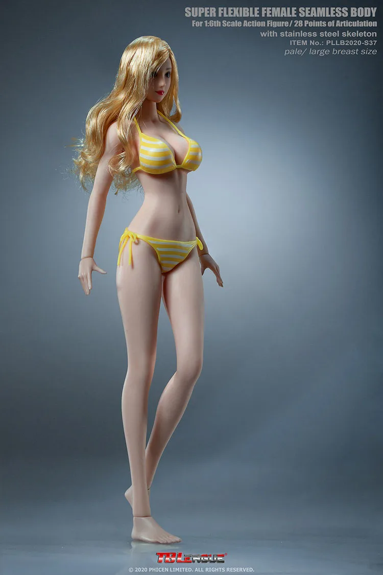 TBLeague PLLB2020-S38/S37/S39 1/6 Flexible Seamless Pale skin Large Breast  Body for 12'' action female figure body IN STOCK