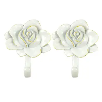

2pcs Hook White Rose Practical No Perforation Sticky Hook Hook Decoration Wall Hook