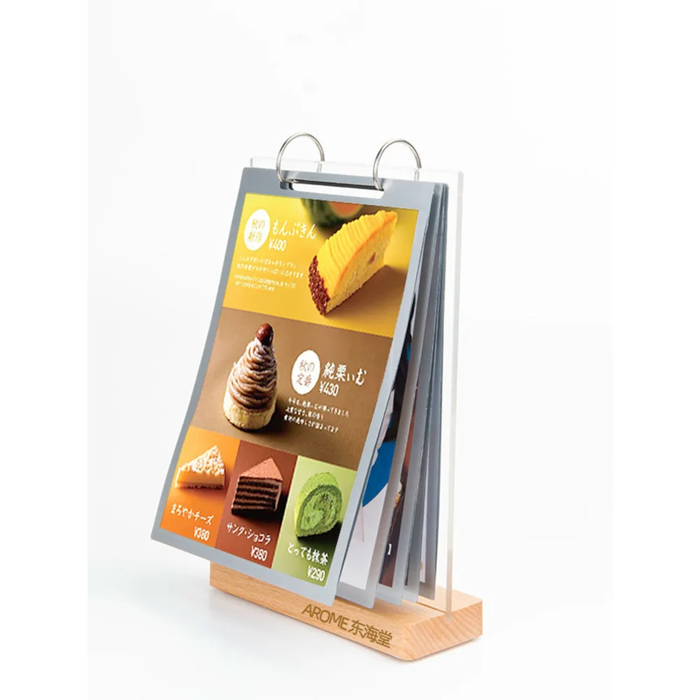 Acrylic Page-turning Table Display Holder Restaurant Milk Tea Shop Menu Double-sided Sign Frame