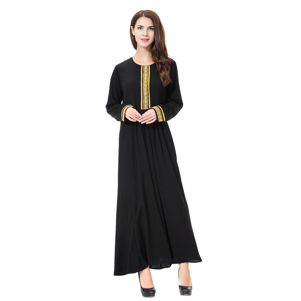 Abaya Dress Muslim Women Girls Embroidery Long Sleeve Arab Maxi Islamic Clothing Robe Kaftan Wholesale | Тематическая одежда и
