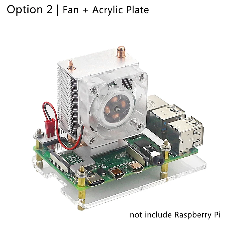 Raspberry Pi 4 ICE-Tower охлаждающий вентилятор RGB 7 цветов светодиодный светильник вентилятор Супер тепловыделение с силиконовым радиатором для RPI 4B/3B+/3B - Цвет: Fan with Plate