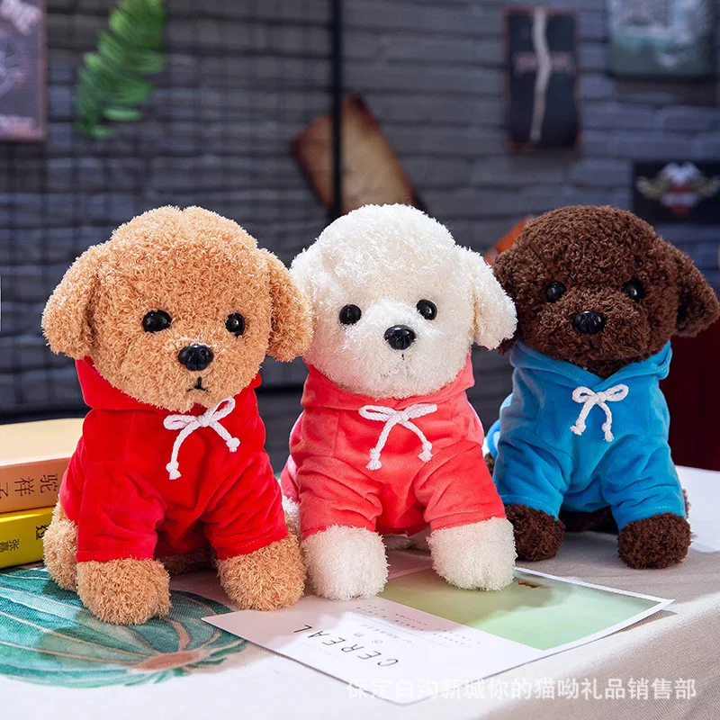

Creative Hoodie Poodle Plush Toys Cute Model Small Teddy Doll Dog Pillow Crane Machines Doll Customizable
