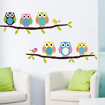 

3d DIY Six Owls On Tree Wall Sticker For Kids Rooms Wallpaper Stickers Art Decor Mural Kid's Child Room Decal Home Decoration