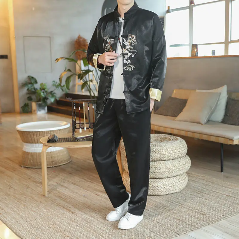 MrGoldenBowl 2020 Autumn Chinese Style Men's Suit Embroidered Coat Two-piece Set Pants Clothes Casual Oversize Man Fashion Suit MrGoldenBowl 2020 Autumn Chinese Style Men's Suit Embroidered Coat Two-piece Set Pants Clothes Casual Oversize Man Fashion Suit