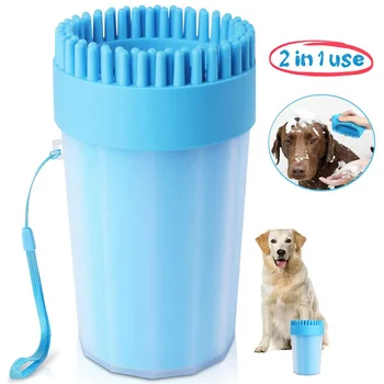 

Dog Paw Washer Cup Portable Soft Pet Paw Cleaner & Grooming Brush Cup 2 in 1 Quick Wash Muddy Paws Cup Brush For Dogs Cat Puppy