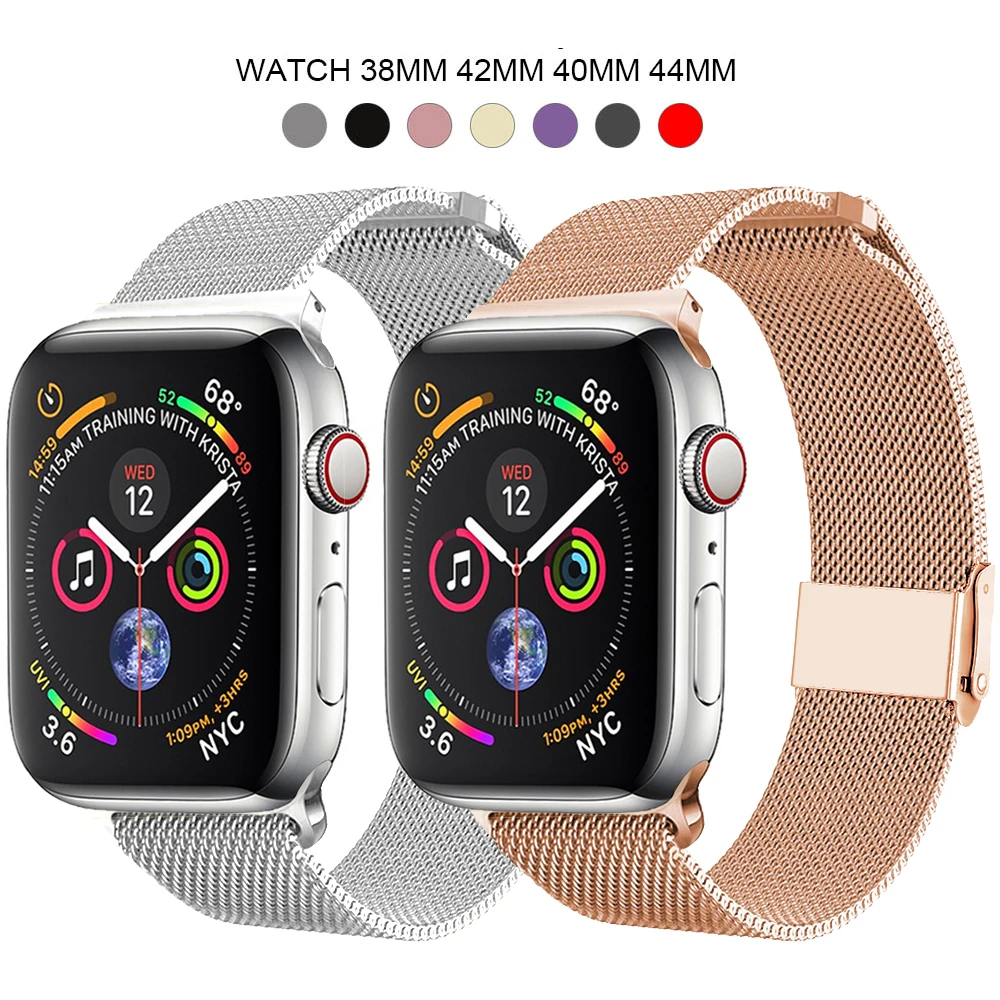 Ремешок для миланских часов Apple Watch 38 мм 40 42 44 браслет из нержавеющей стали pulseira