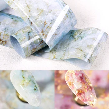 

2Rolls Nail Foils Summer Simple Blue Pink Marble Pattern Nail Nail Art Transfer Sticker Decals DIY Tips Sticker Decoration New