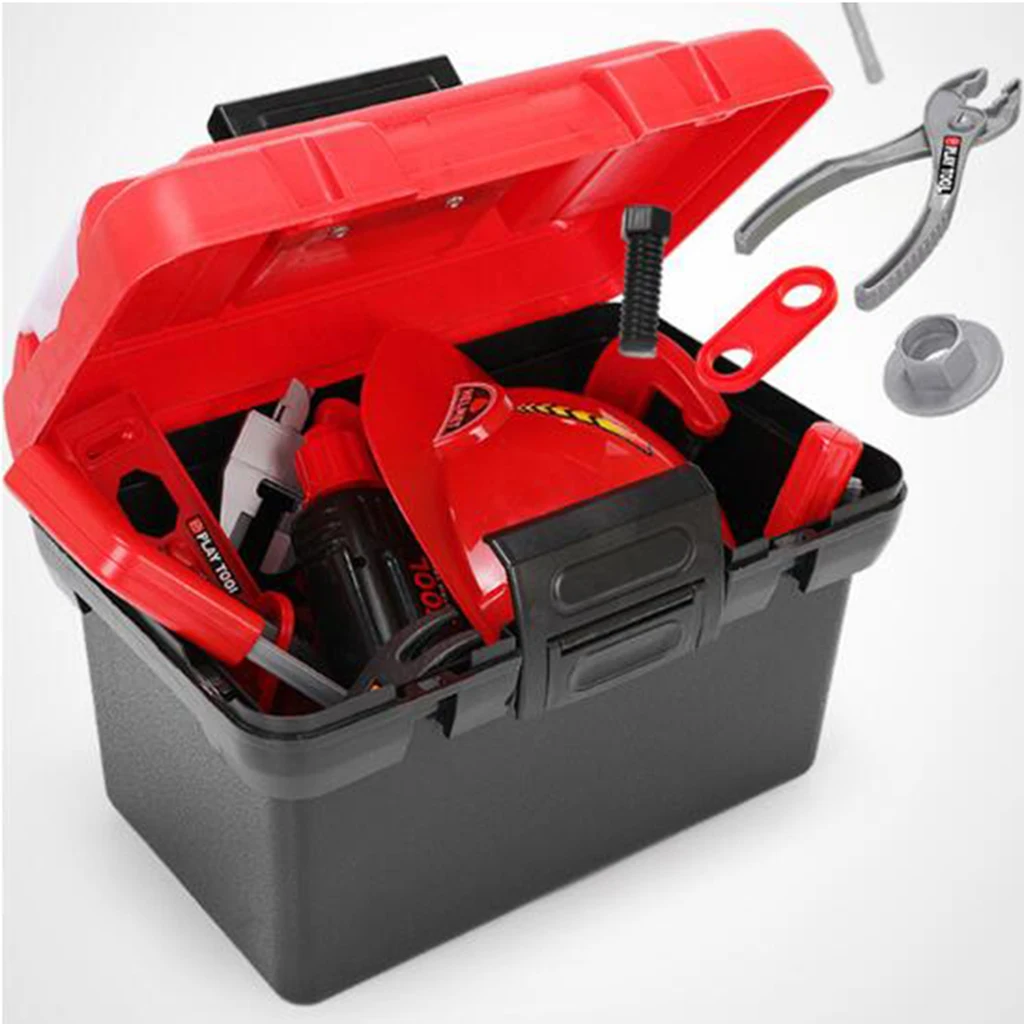 42pcs Kids Tool Box for Kids Pretend Play - Construction Workshop Toolbox STEM Building Toys with Realistic Tools and Drill
