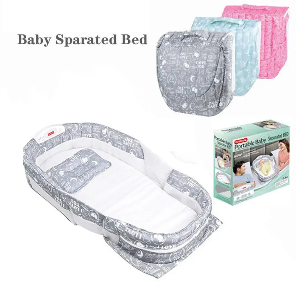Baby Portable Bed Pressure Relief Music Night Light Multi-function Mummy Pack Boy Gril Travel Newborn Foldable Crib | Мать и ребенок