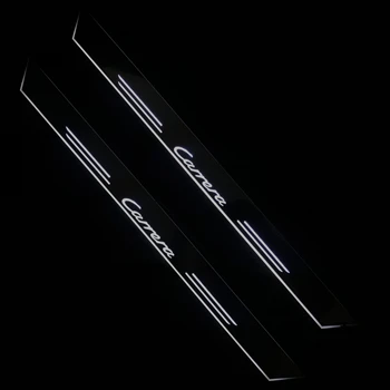

RQXR led stainless steel overlay acrylic door scuff for porsche 997 carrera moving door sill plate lining decorative light,2pcs