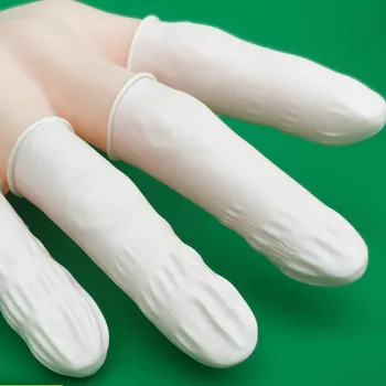 

White Finger Cover Disposable Cosmetic Nail Case White Latex Finger Cover Embroidered Finger Cover Anti-static Finger Cove