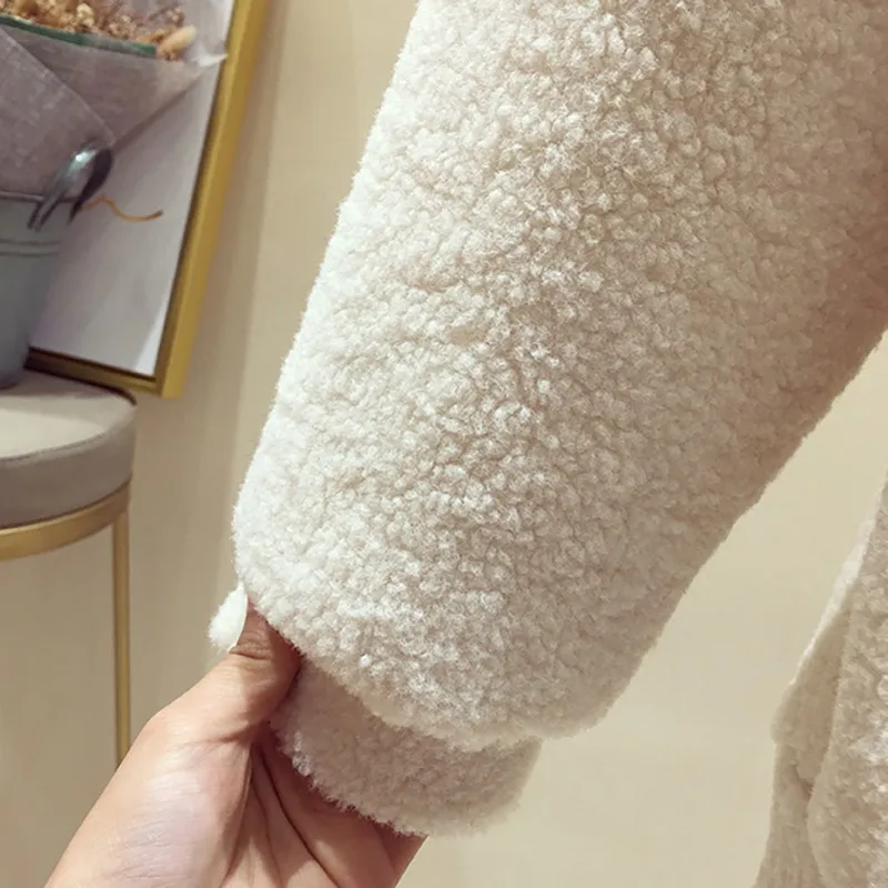  Autumn Winter Fashion Fleece Pullover Tops Sweatshirts Women Loose Warm Hoodies Long Sleeve Plush F