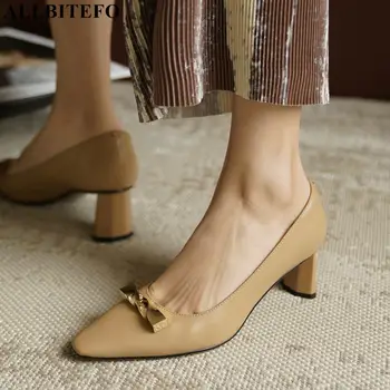 

ALLBITEFO autumn/spring genuine leather brand high heels party women shoes woemn high heel shoes women heels ladies shoes