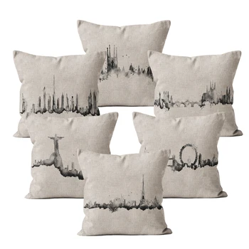 

Custom Throw Pillow Covers City Black Pattern Cushion Cover 45x45 40*40 Nordic Decoration Home Linen Pillow Case for Pillow