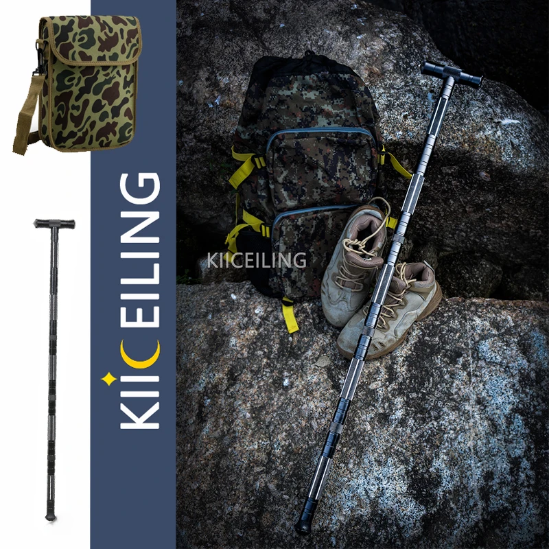 KIICEILING Nordic Trekking Pole Walking Sticks Hiking Poles Rod Climbing  Outdoor Camping Hunting Fishing Survival Gear Kit Bag