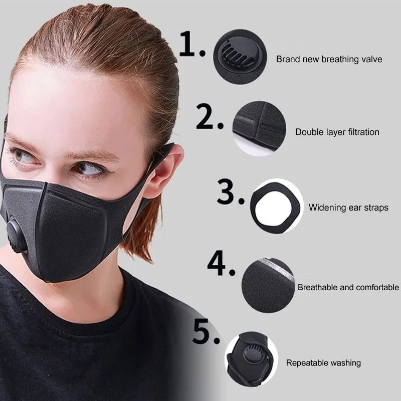 Pm2.5 Модные дышащие унисекс персональные анти-пылевые анти-клещи 3D резка дыхательный клапан смываемая маска доказательство