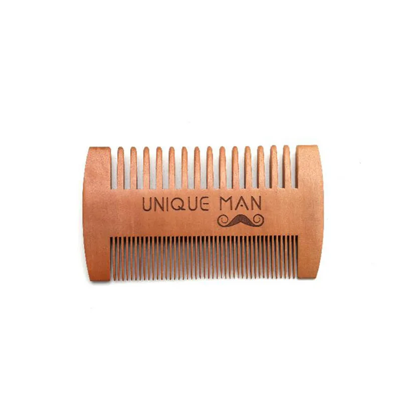 Naturholz Haarbürste Bartkamm mit PU Leder Etui Antistatisch Schnurrbart Taschenkamm Bürsten Haarpflege Werkzeuge für Männer Geschenk