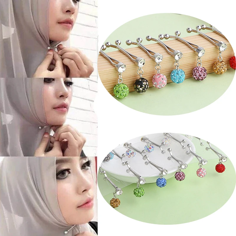 12PCS Women Hijab Scarf Safety Clip Pins Muslim Turban Pins Shawl Scarf  Brooch