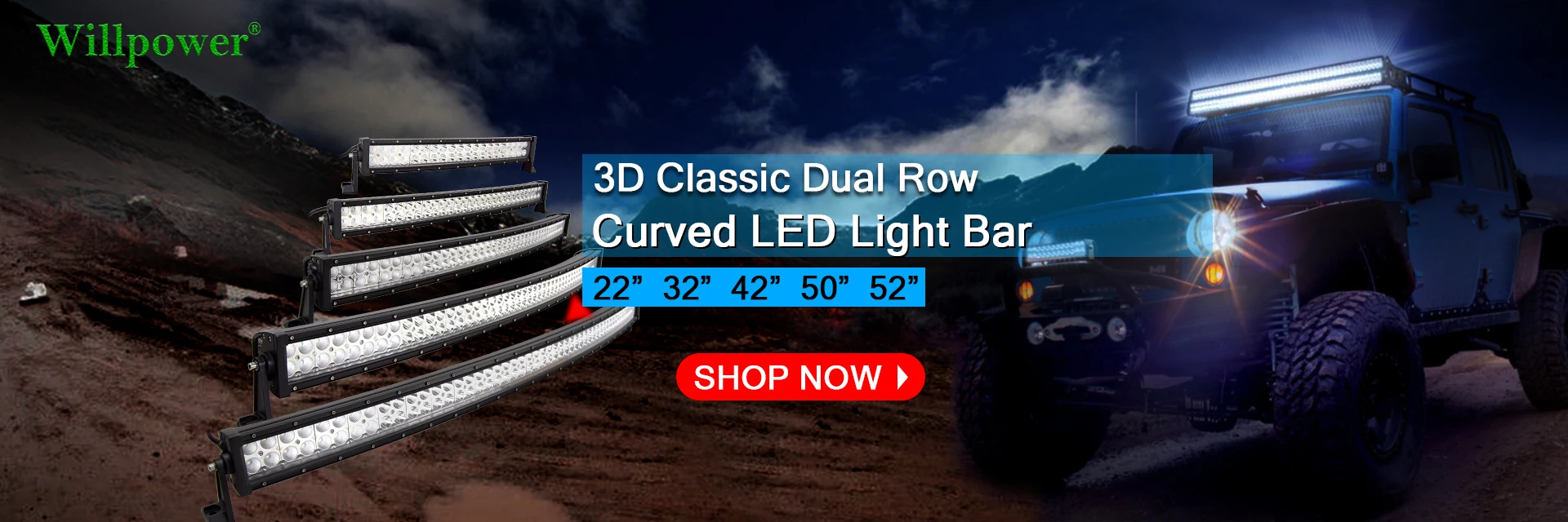 Willpower Barre Lumineuse LED, 52 pouces 675W Spot et Inondation Combinée  Barre de LED avec 12V
