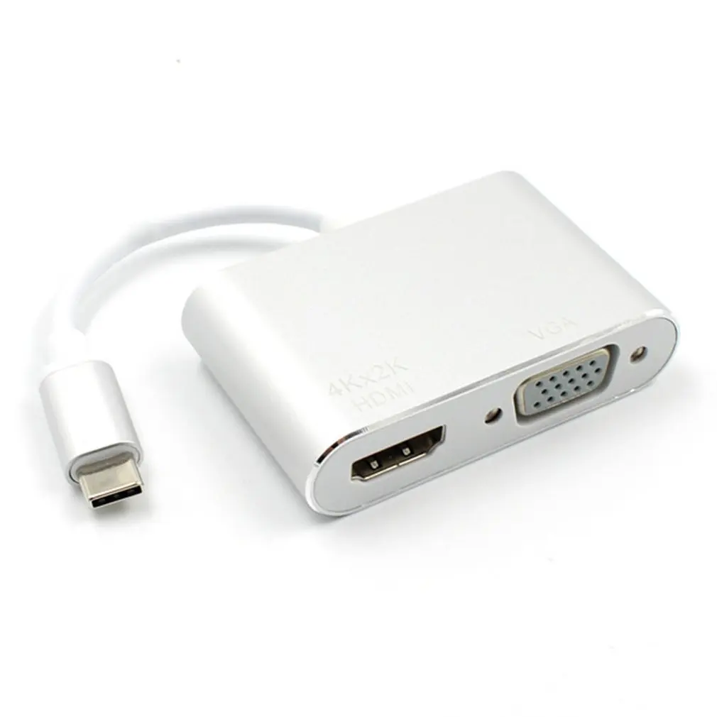 2 USB C концентратор к HDMI 4K VGA адаптер type-C к Hdmi+ Vga конвертер для MacBook type-C два в одном адаптер многопортовый конвертер - Цвет: 2