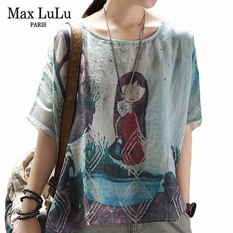 Max LuLu 2020 новые летние женские свободные футболки в китайском стиле винтажные с