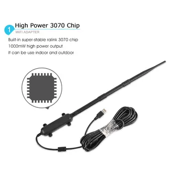

1000M-1500M High Power Outdoor WiFi USB Adapter WiFi Antenna 802.11b/g/n Signal Amplifier USB 2.0 Wireless Network Card Receiver