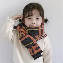 Jeseca New Autumn Winter Thick Warm Scarves Kids Fashion Cotton Knitted Shawls and Wraps Boys Girls Cute Long Scarves Wraps