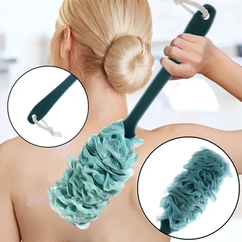 

New Fashion High Quality Silicone Long Travel Portable Handle Back Exfoliating Scrubber Sponge Brush Loofah Cleaner Bath Shower