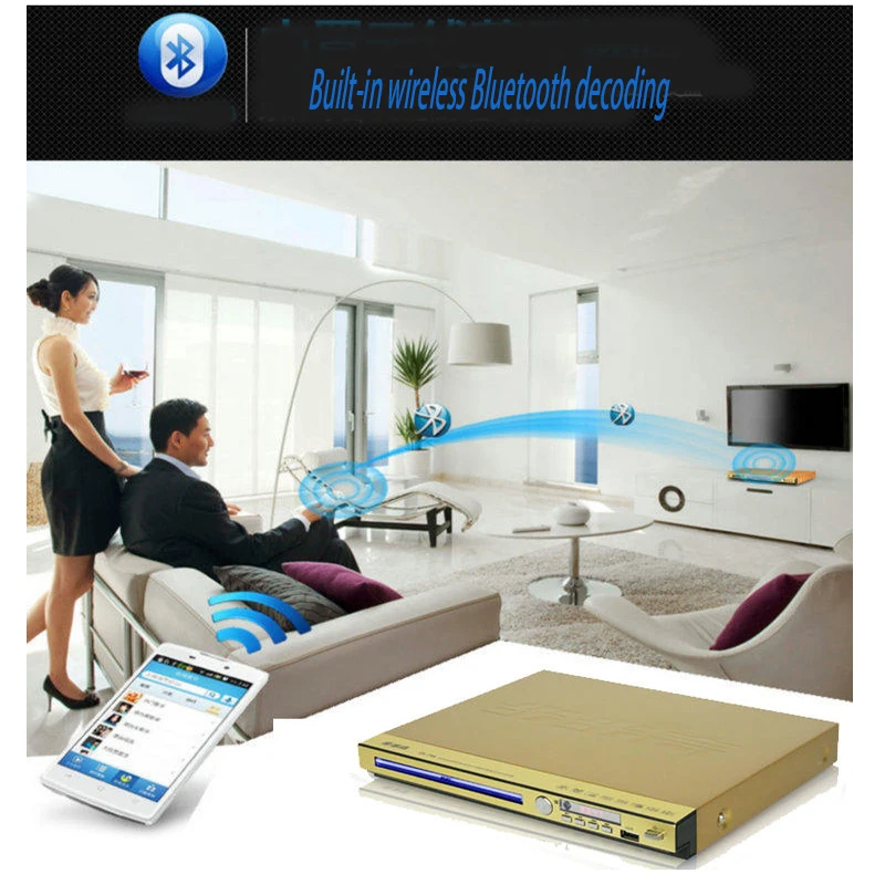 

KYYSLB 220V Home Audio RMVB HD Bluetooth DVD EVD Player Super Decoding VCD Player 1080 Four/eight Core Bluetooth Player