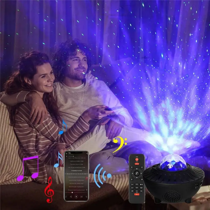 Звездная проекционная лампа водяной знак Bluetooth-совместимая музыка звездный свет