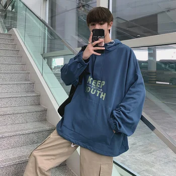 

2019 Spring And Autumn New Hong Style Fashion Casual Loose Neutral Sweatshirt Personality Trend Jacket Beige / Navy Blue M-XL
