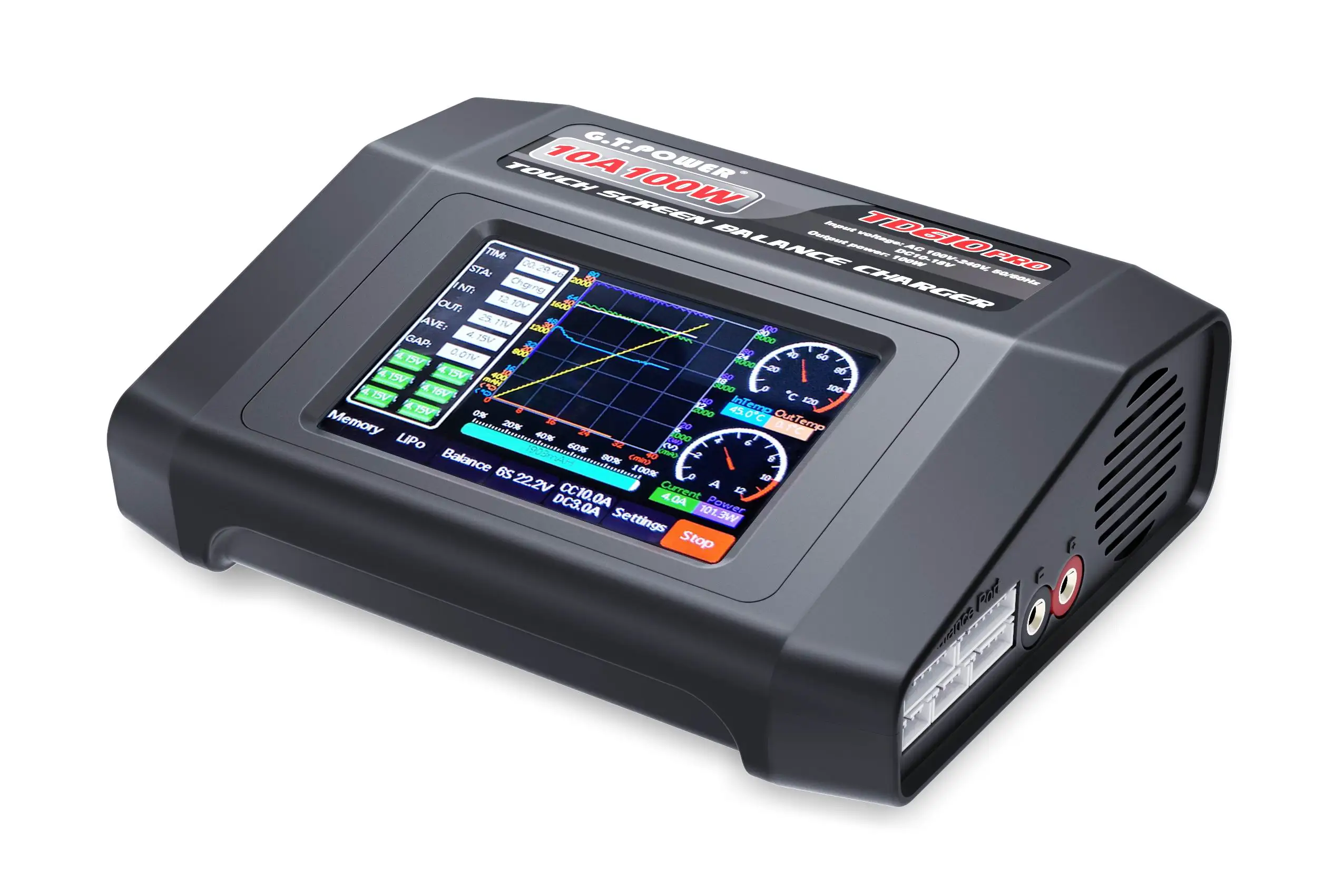 Hot New GTP TD610 PRO AC 100-240V Input Colorful Touch Screen 100W 10A Balance Charger for 1-6S LiPo Lilon LiFe LiHV 1-14S NiCd | Игрушки и