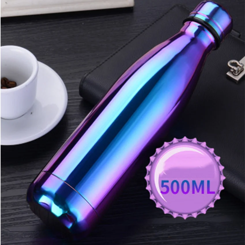 500 мл Двухстенная Изолированная вакуумная фляжка из нержавеющей стали бутылка