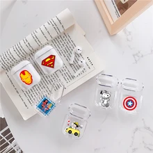 Зарядное устройство для наушников, жесткий прозрачный чехол для ПК, чехол для AirPods 1, 2, мультяшный узор, беспроводной чехол, сумка для Apple AirPods 1, 2