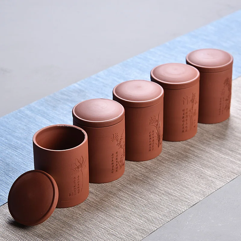 

Portable Tea Storage Jar Pu'er Tea Storage Sealed Tank Spices Sugar Tea Coffee Container Purple Sand Teaware Small Food Bottle