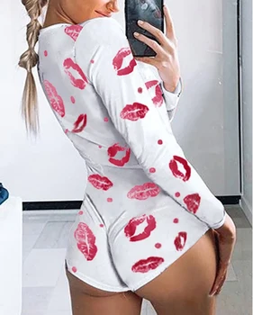 

Autumn Cotton Body Rompers 2019 New Wome's Long Sleeve Jumpsuits Night Clubwear V-neck Letter Print Skinny Bandage Playsuit