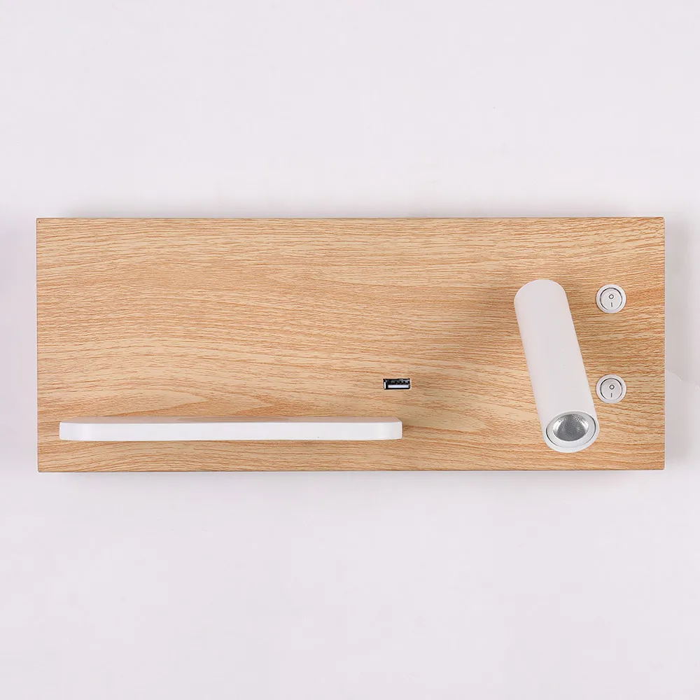 light wood pattern ZEROUNO лампа для чтения книг, настенный светильник для дома, гостиницы, спальни, беспроводное зарядное устройство, USB зарядное устройство, двойной переключатель, светодиодный светильник, светильники - Цвет абажура: light wood pattern