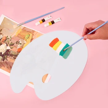 

Plastic Painting Oval Palette Acrylic Easy Clean Transparent Artist Paint Mixing Water Color Gouache Paint Palette