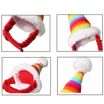 

Home Rainbow Hat Hamster Decoration Christmas Hat with bands Pet Colorful for Small Animals Cats Tools 1S426##