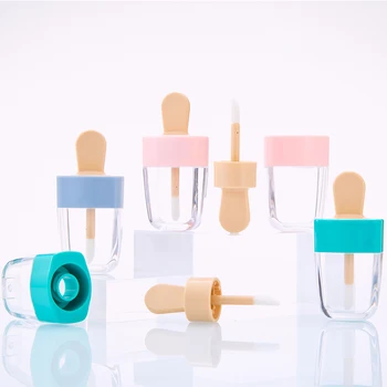 

8ml Lip Gloss Tube Empty Lip Balm DIY Container Mini Ice Cream Shape Refillable Bottle Lipstick Sweet Tubes With Brush Wholesale