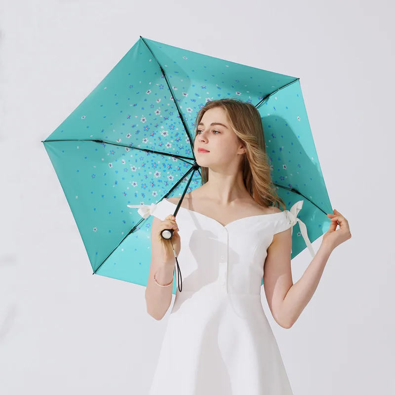 

New Style Small Peach Blossom All-Weather Umbrella Folding Umbrella Creative Parasol Vinyl UV-Protection Parasol