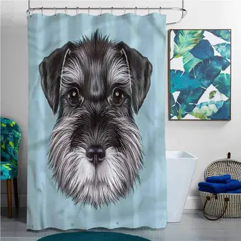 

Polyester Fabric Shower Curtain Animal Cute Baby Schnauzer Puppy Waterproof Colorful Funny W63x72L