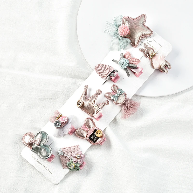 mix 10 Pcs-card Raindo 18 шт./кор. дети милые женские аксессуары для волос комплект ткани для младенцев с цветочным узором и бантом, заколки для волос для девочек, повязка на голову в подарок - Цвет: mix 10 Pcs-card