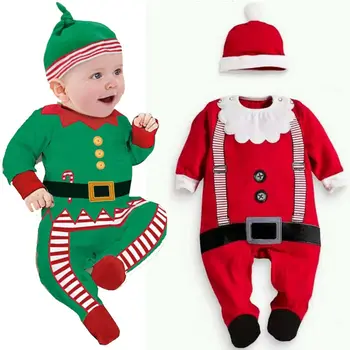 

Hot 2019 Unisex Newborn Infant Baby Boys Girl Christmas Xmas Clothes Romper Hat Outfit Costume Toddler Cartoon Kids Clothes Sets