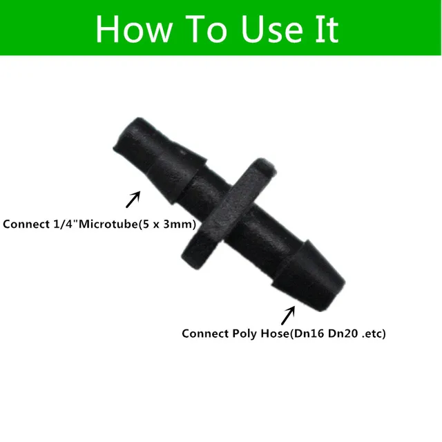 1/8 Hüvelykes Kettős Szöges Csatlakozó 3 Mm/5 Mm -Es Mikrocsövekhez Kanyar Csepegtető Öntözőkészlet Öntözőkészülékek - Image 4